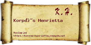 Korpás Henrietta névjegykártya