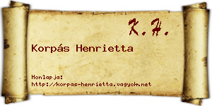 Korpás Henrietta névjegykártya